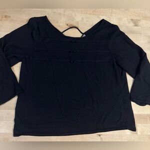 Sigrid Olsen Black knit rayon shirt with bow Detail